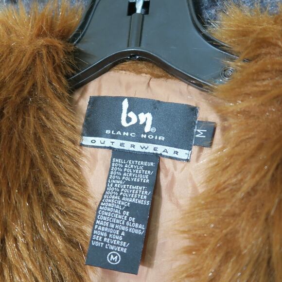 Blanc Noir Faux Fur Vest Brown Lined Outerwear Medium Tie Chenille Fuzzy Soft M - Picture 4 of 11